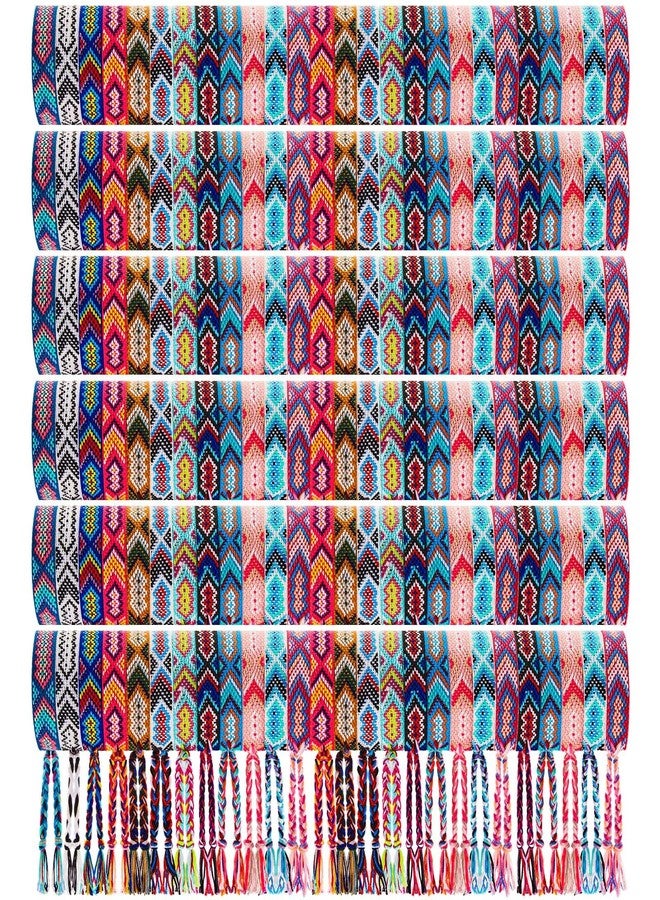 Henoyso 100 Pcs Woven Friendship Bracelets Bulk Adjustable Braided Bracelets Woven Nepal String Kids Bracelet with Sliding Knot Closure for Women Girls and Teens Camp 12 Random Colors - Image 1